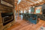 Fightingtown Creek Retreat - North Georgia Cabin Rental -kitchen w/open fireplace